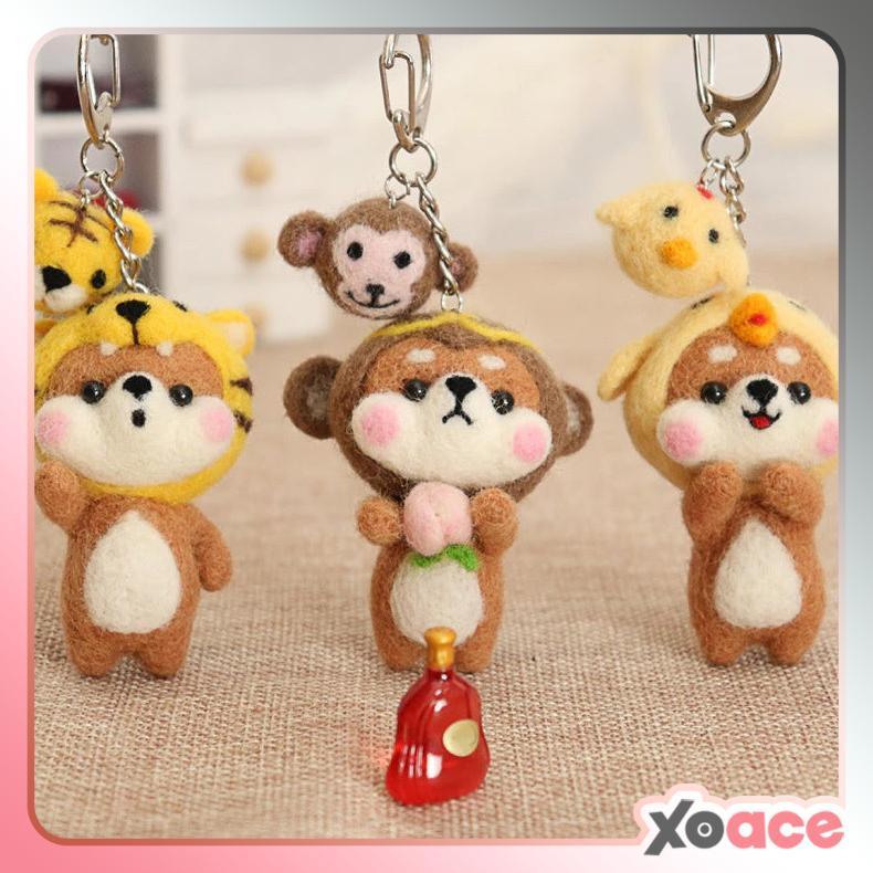 Needle Felt Doll DIY Wool Felting Craft Kit Kerajinan Tangan Boneka Binatang Zodiak Shio Keychain