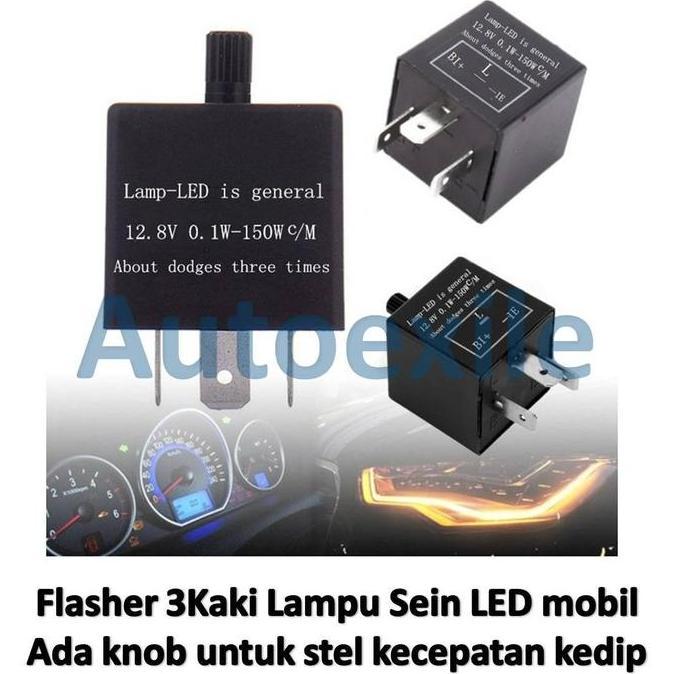 Flasher Mobil LED 3Kaki CF13KT CF14KT Atur Kecepatan Kedip Lampu Sein Sen Sign Car Flaser Stel Cepat