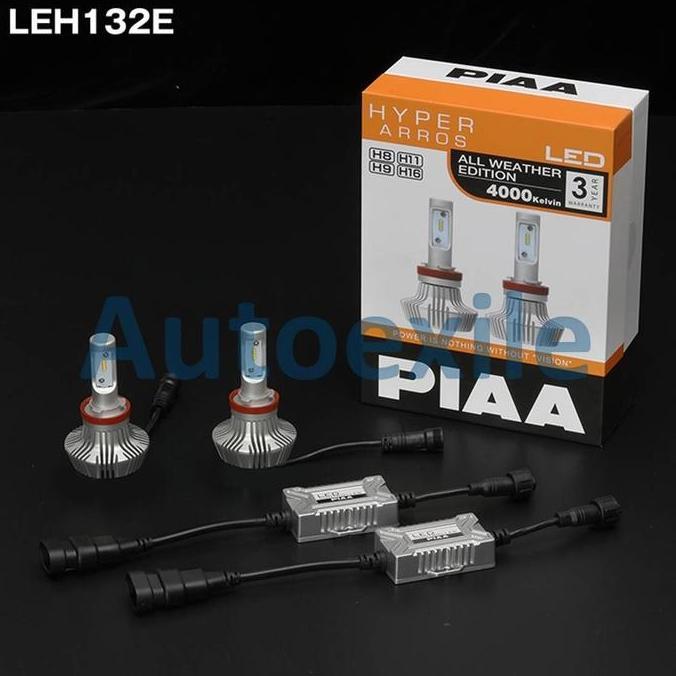 PIAA LEH132E Hyper Arros LED All Weather H8 H9 H11 H16 4000K Warm White Putih Kekuningan Lampu Mobil