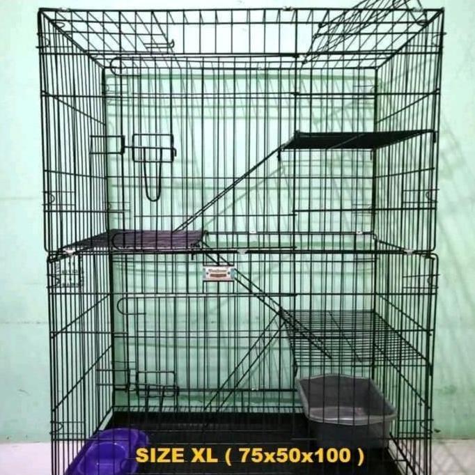 KANDANG KUCING BESI TINGKAT TIGA SIZE XL 75x45x100