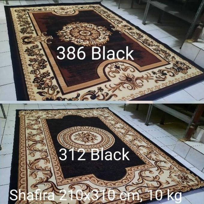 Karpet Permadani Besar Jumbo Almaya Shafira Coklat Cream Hitam Brown Black Berber Abu-Abu Grey  210x