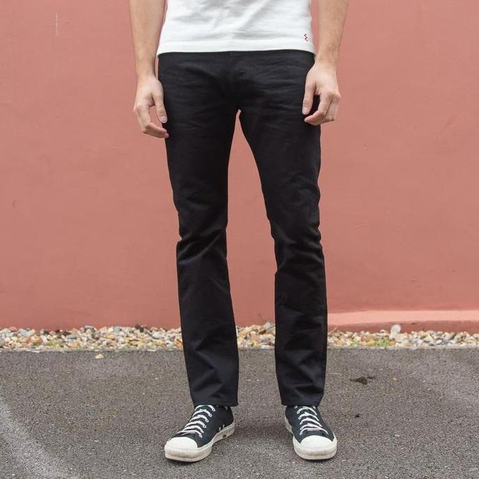 Iron Heart - IH-555-14oz Black x Black Selvage Denim Slim Fit Jeans murah