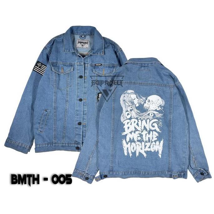jacket denim sablon jaket jeans patch bordir bring me the horizon murah