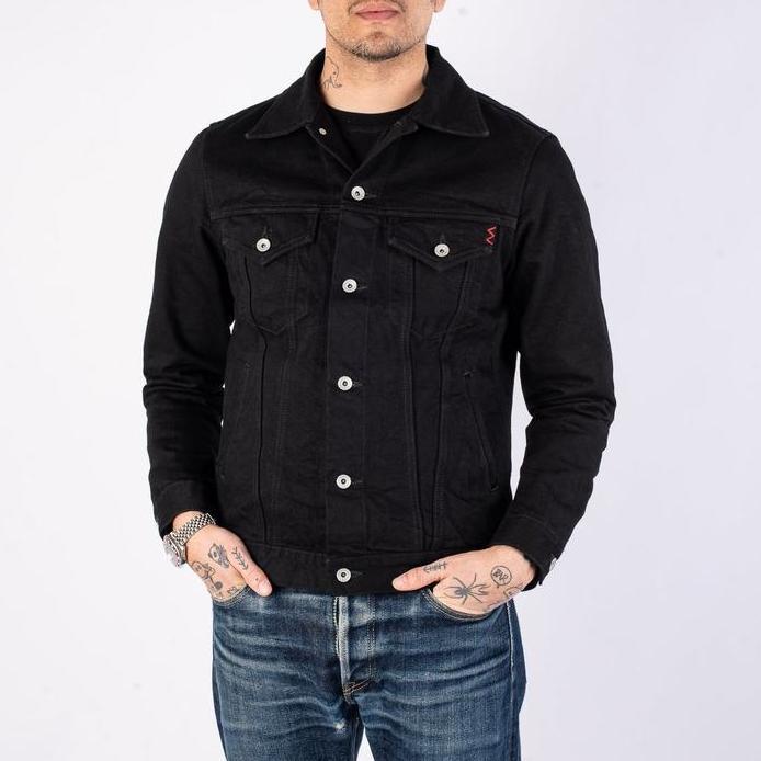 Iron Heart 14oz Black x Black Selvedge Denim Type III Jacket murah