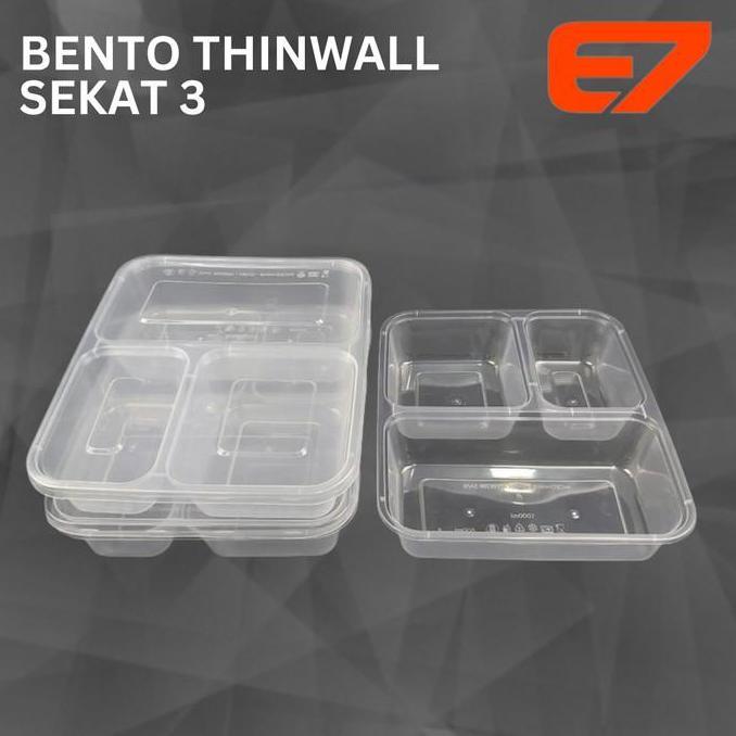 Thebest- Lunch Box Thinwall Victory Sekat 3 - Thinwall Bento Plastik