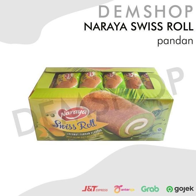 Thebest- NARAYA SWISS ROLL CAKE 20 pcs - Kue Bolu Pandan Cokelat Chocolate