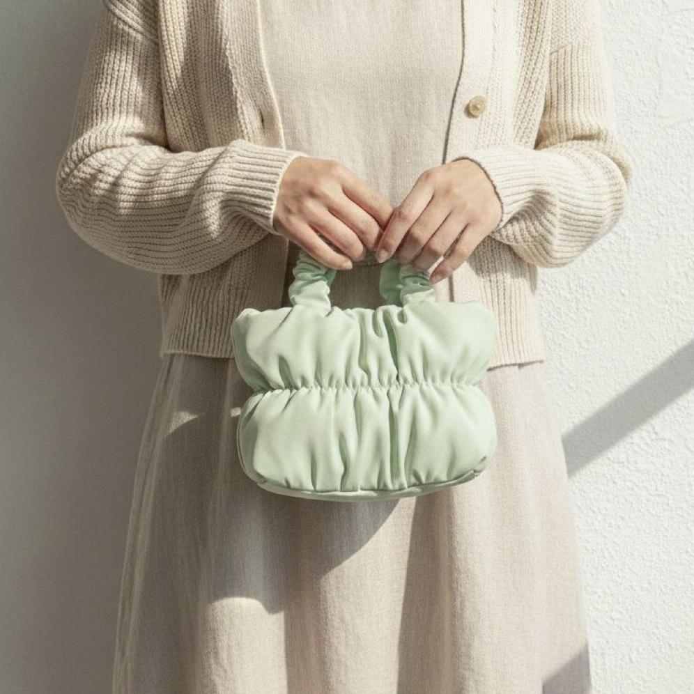 Tas Hampers Handbag Kerut Scrunchie Premium Korea Bridesmaid Lebaran/Natal/Imlek