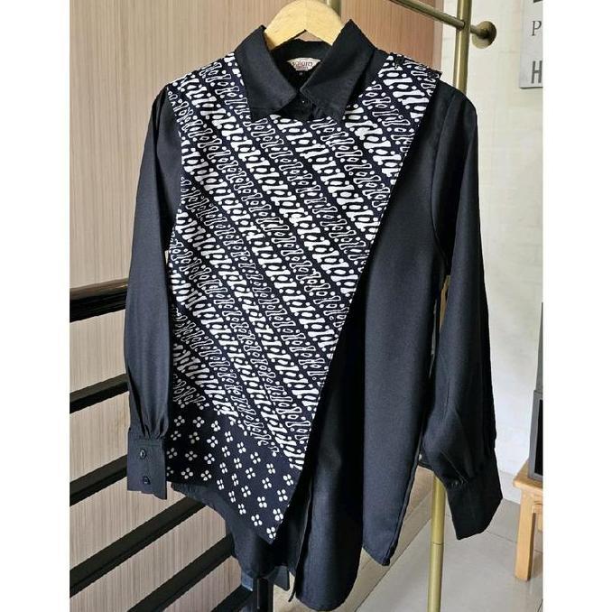 Promo Saiara Kemeja Batik Kombinasi Raisha Hitam