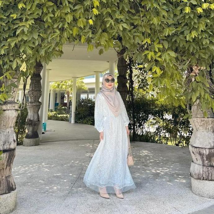 Sale Seraya Dress Gamis Lebaran Raya Brocade Tulle Cantik Fit Muslim Panjang Wudhu Brokat Gaun Mewah