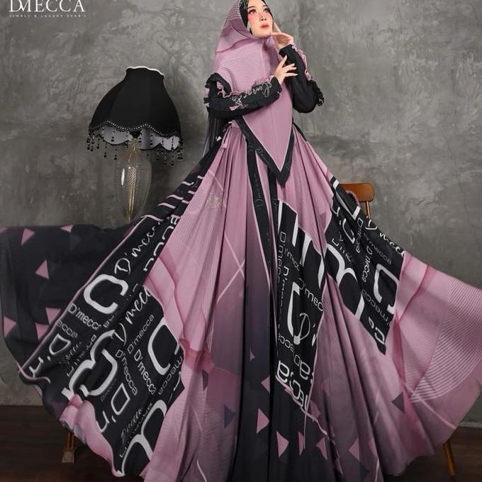 Sale Haleeza Series||DMecca Syari||Gamis Ceruty Printing Premium Set Jilbab Khimar||Busui Wudhu Bumi
