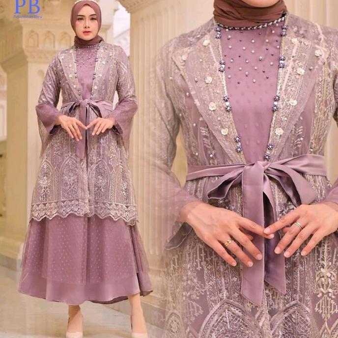 Sale Gamis Ria Miranda Dress Free Hijab - Gamis Pesta - Dress Wanita Payet Mutiara
