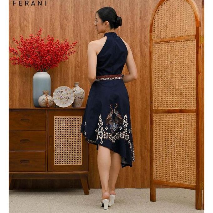 Sale Evercloth Ferani Dress Batik Turtle Neck Halter Cheongsam Qipao Sleeveless Asimetris Terusan Ba