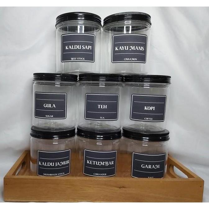 Thebest- TOPLES BUMBU DAPUR/TUTUP HITAM/500ML/FREE LABEL/TEMPAT BUMBU DAPUR