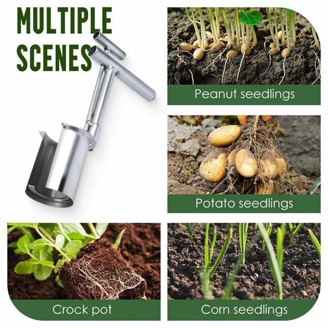 Transplanter Gagang Panjang Baja/Alat Penanam Bibit Padi/Penyebar Pupuk Tanaman/Alat Berkebun Multif
