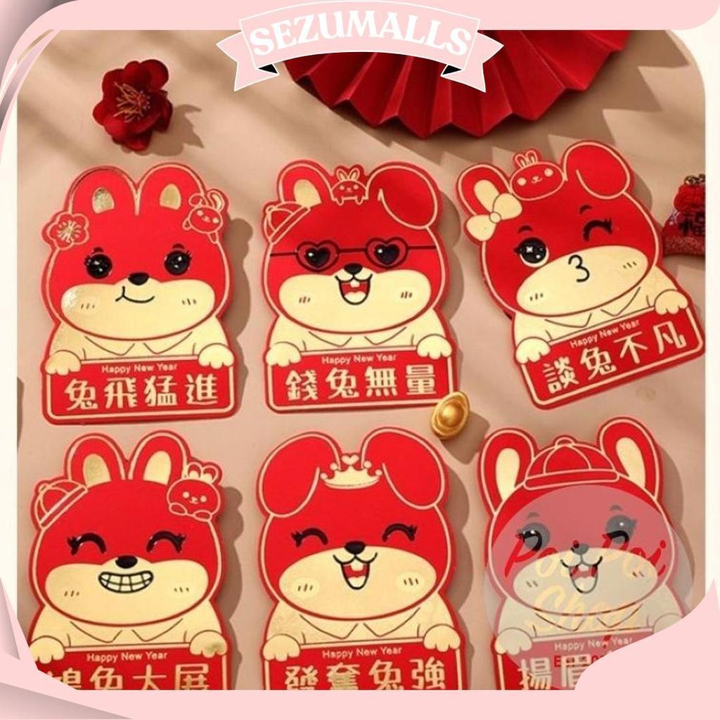 Angpao Imlek Shio Kelinci 2023 3D Isi 6 Angpau Hongbao H Pendek Dompet Grosir Murah Tebal Grosir Mot