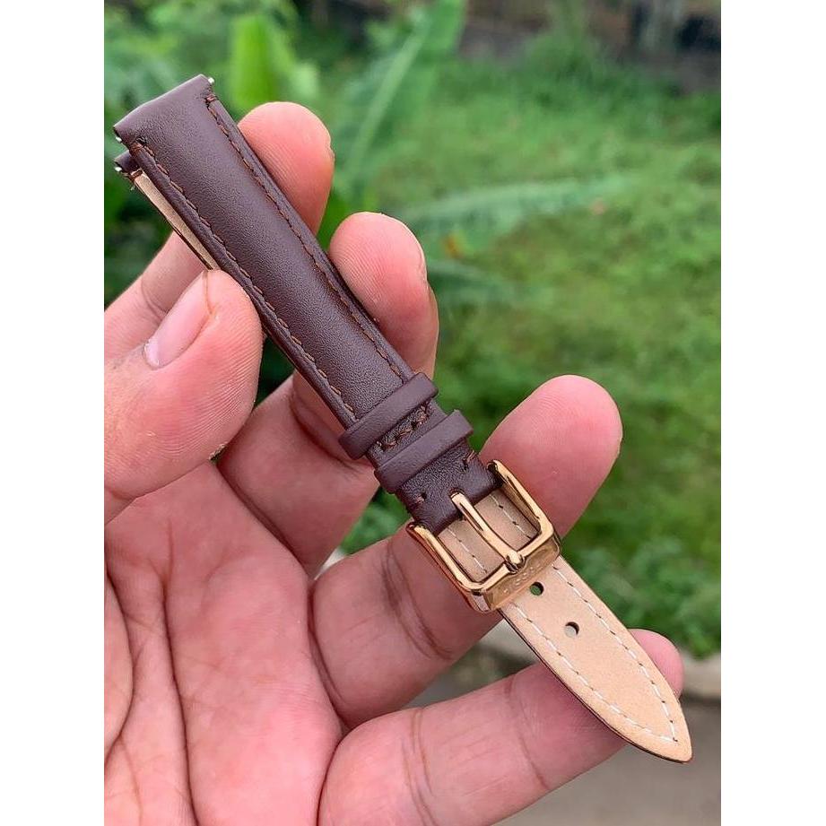 Strap tali jam tangan kulit fossil coklat 14mm Quikreales