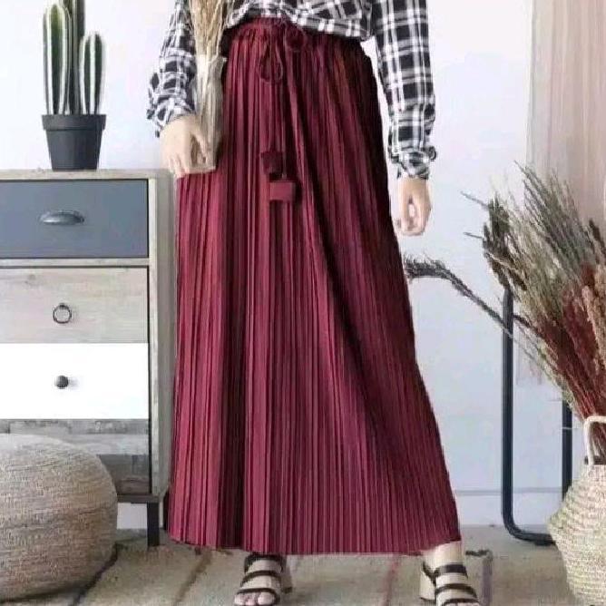 (BEST SELLER) NF Rok plisket panjang rok plisket tali rok plisket kancing hyget