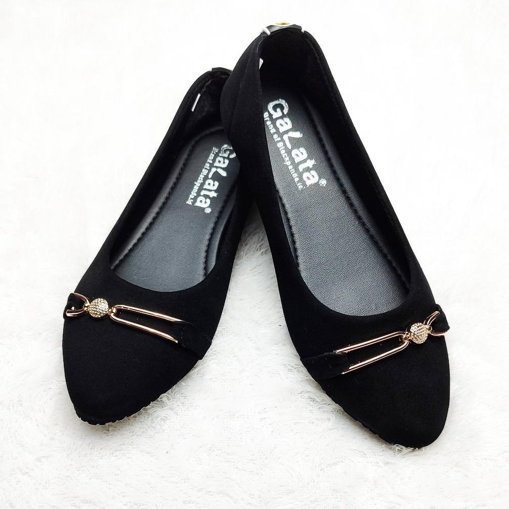 PRODUK VIRAL Blackpanda Zeffa Black Flatshoes Wanita Hitam Ujung Lancip