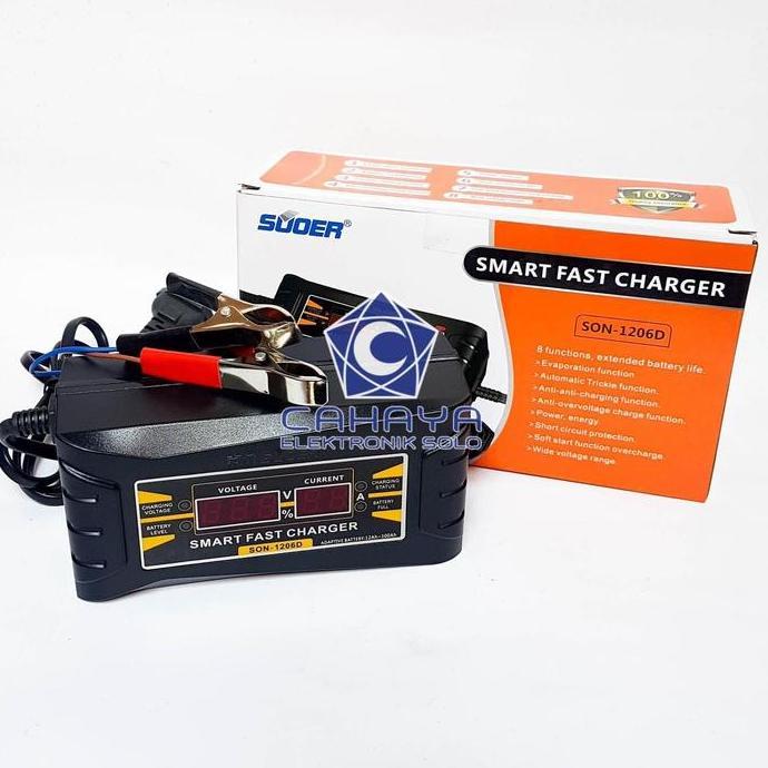 Suoer Charger 6A 12V Aki Mobil Motor Accu Otomatis 12 Volt 6 Ampere