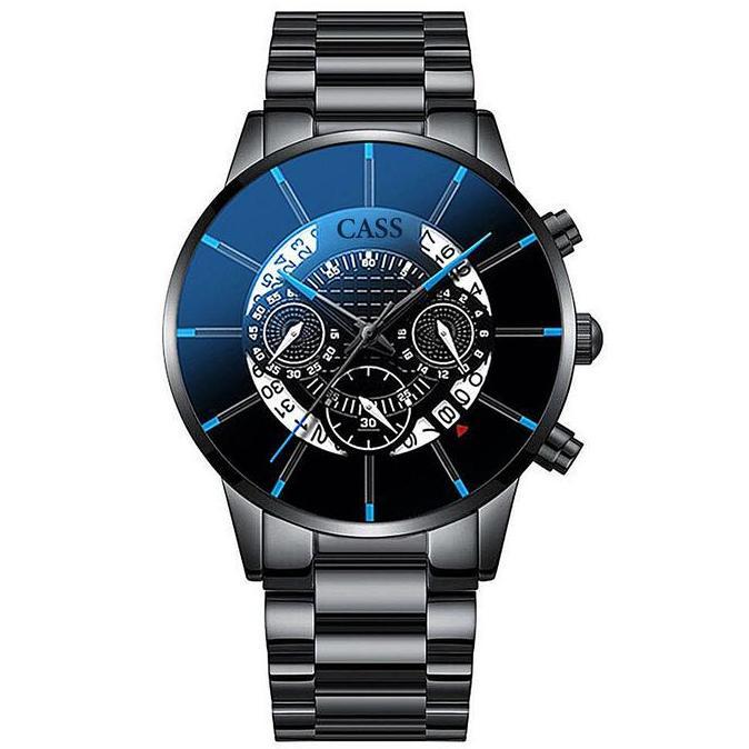 DISKON JAM TANGAN PARLENT PRIA ORIGINAL  JAM TANGAN KALENDER PITA BAJA BISNIS TIGA MATA DAN ENAM JAR