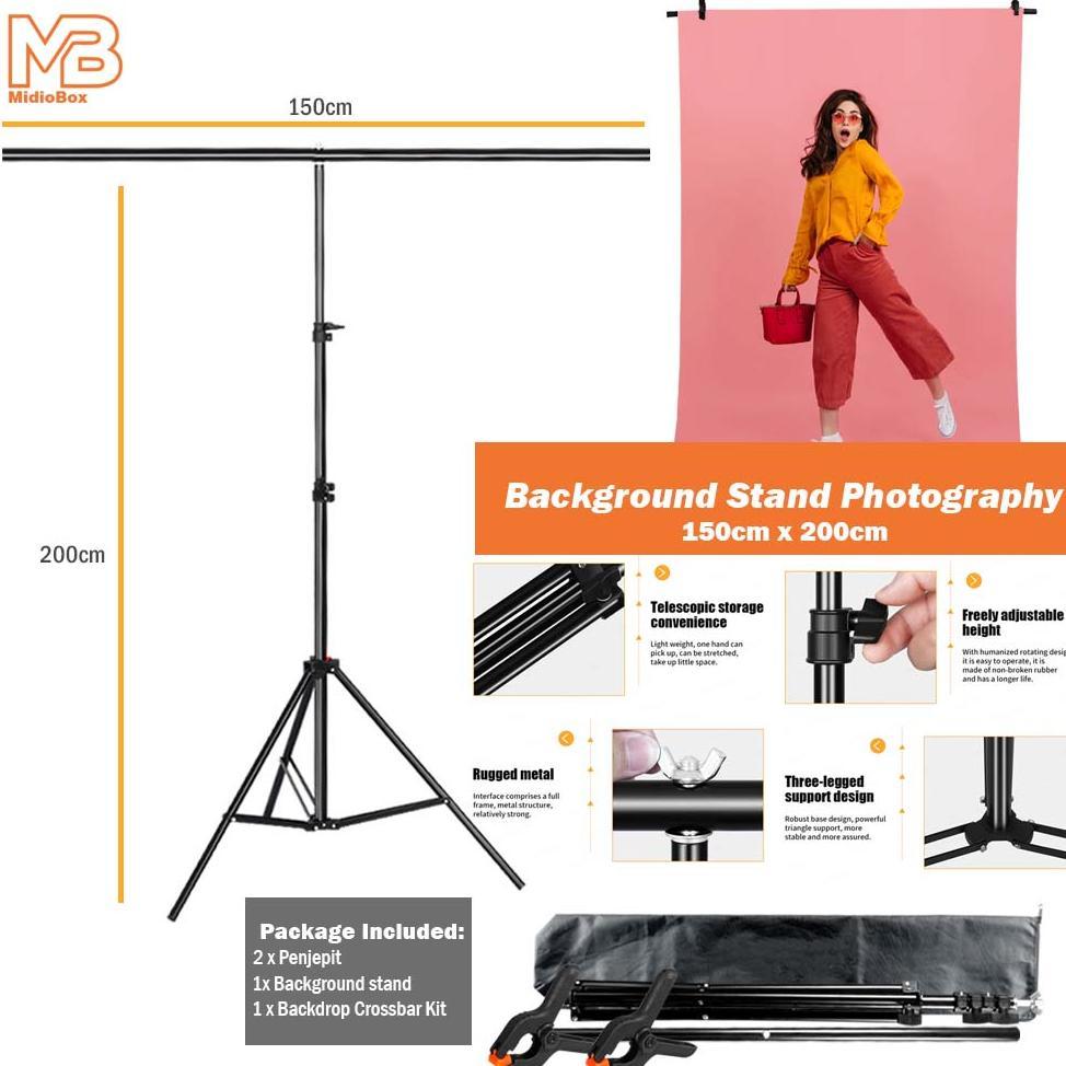 Stand Background Foto Studio Midio Ukuran Tinggi 200cm x Lebar 150cm Stand Alas Foto Tiang Alas Foto