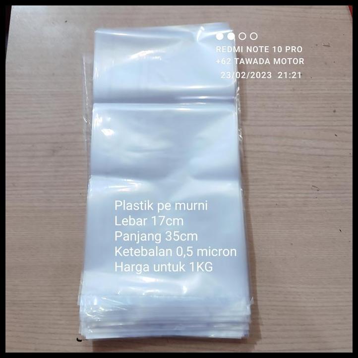 TERBARU KANTONG PLASTIK PE BENING 17 X 35CM TEBAL 0.5MICRON 1KG 