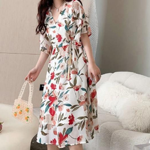 COD dress wanita/dress floral/dress bunga/dress bunga korea/dress korea/midi dress korea/dress santa