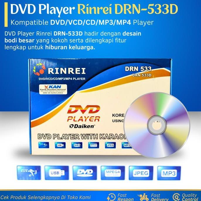 Murah Dvd Player Rinrei Drn-533D New Body Besar Dvd/Vcd/Cd/Mp3/Mp4 Player Multimedia Pemutar Film Ka