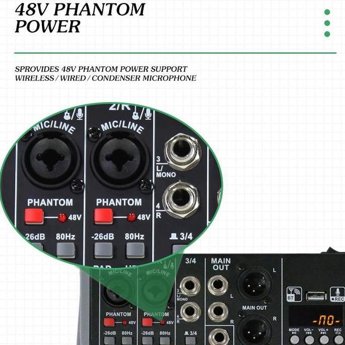 Newall-- Mixer Portabel Profesional 4/6/8-Saluran Dengan Bluetooth 99Dsp Equalizer 7-Band Pemutar Mp