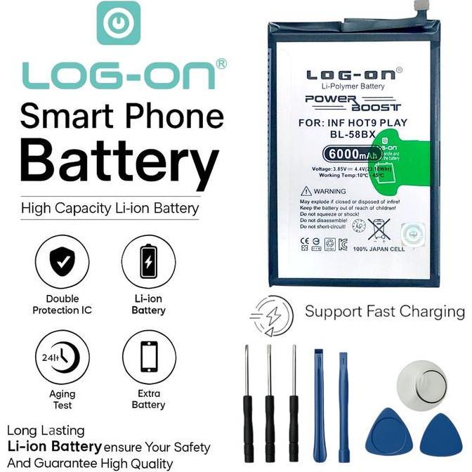 Hradpix- Baterai Log On Bl-58Bx Untuk Infinix Hot 9 Play / Hot 10 Play / Hot 10S / Hot 11 Play  / Ho