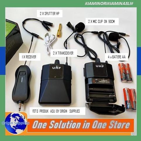 Newall-- Microphone Mic Dual Clip On Wireless Uhf Zoom Live Vlogger Hp Dslr