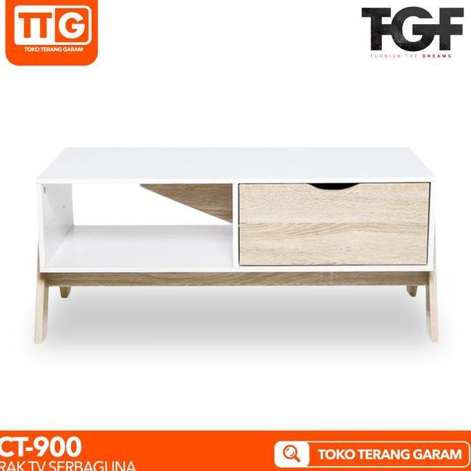 Allo- Tgf Meja / Rak Tv Serbaguna Minimalis Sonoma White Ct - 900 90 Cm