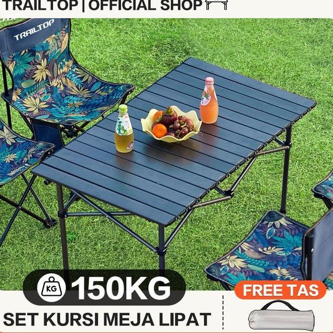 Ready Trailtop Paket Kursi Meja Lipat Outdoor Portable Kursi Lipat 1 Set Camping