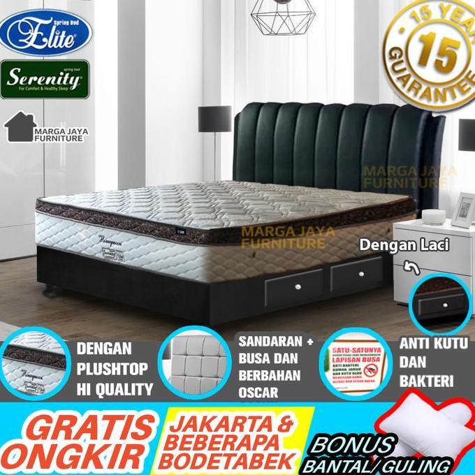 Allo- Springbed Set 180 X 200 Elite Serenity Eternity Plushtop + Divan Dan Sandaran