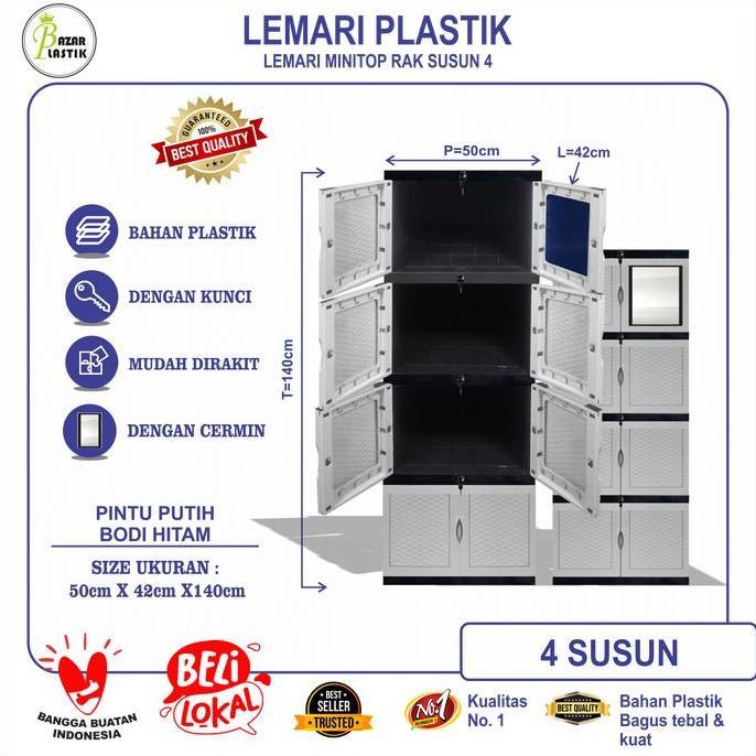 Allo- Lemari Plastik 4 Tingkat / Lemari Pakaian 4 Tingkat Plastik / Lemari Plastik 4 Susun / Lemari 