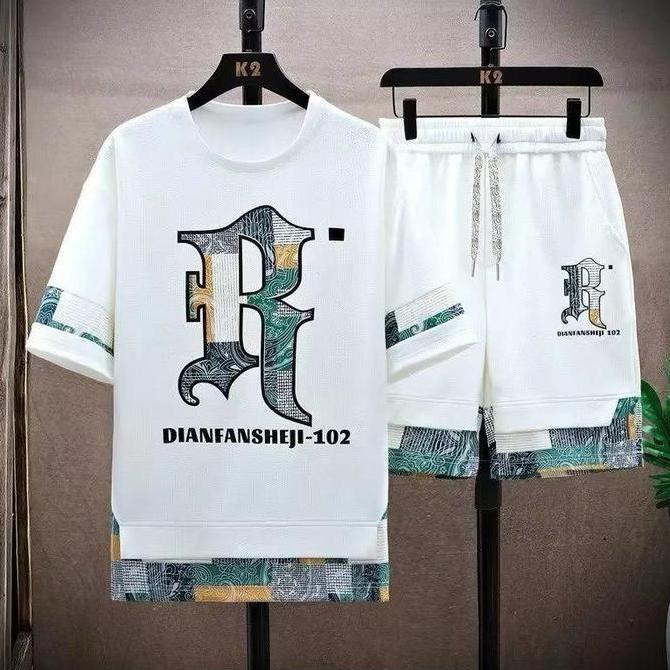 Boyinboy- Set. Dianfan - Setelan Lengan Pendek Celana Pendek Babyterry Motif Pria