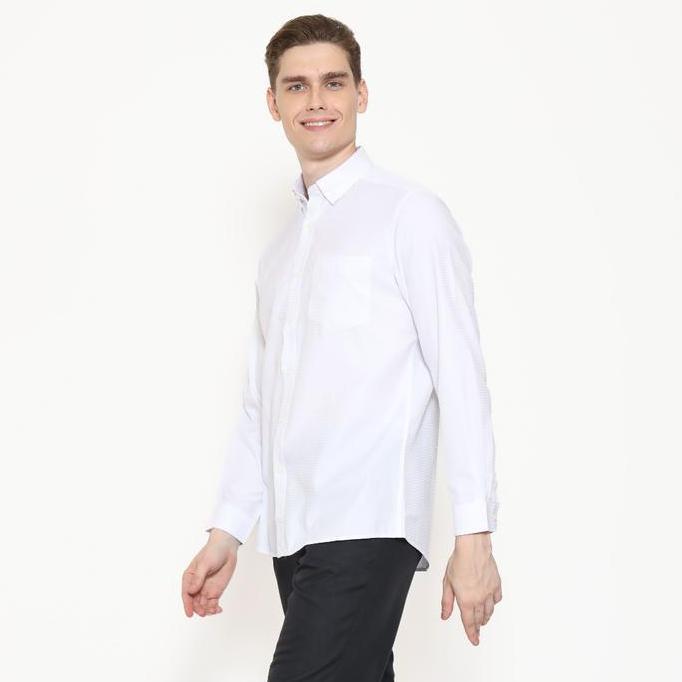 (BEST SELLER) Schoeller Kemeja Pria Lengan Panjang Slim Fit Warna Putih Model DRAKE | Kemeja Formal 
