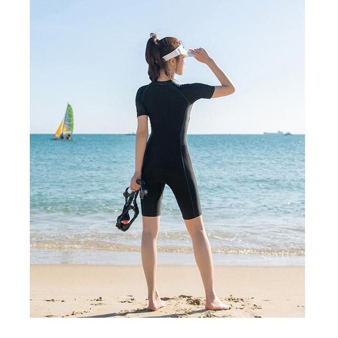 REGENT black handy swimsuit one piece / korean swimwear / beachwear bali / baju renang wanita lengan