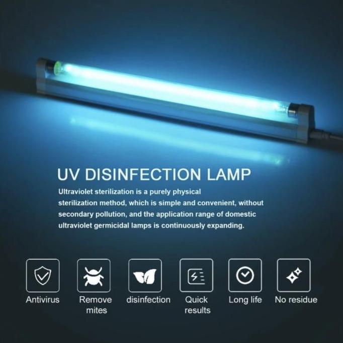 Lighzx- Lampu Uvc Sterilizer T5 6Watt /Uv Kuman Bakteri 6Watt Kap+Kabel Set