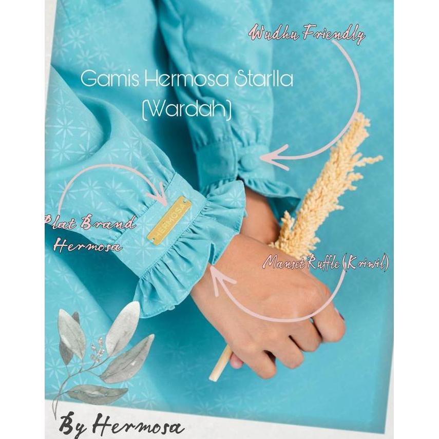 Sale [Gamis Hermosa]Gamis Hermosa Embos Wolfis Premium  Motir Starla Warna Wardah-Gamis Wardah Syari