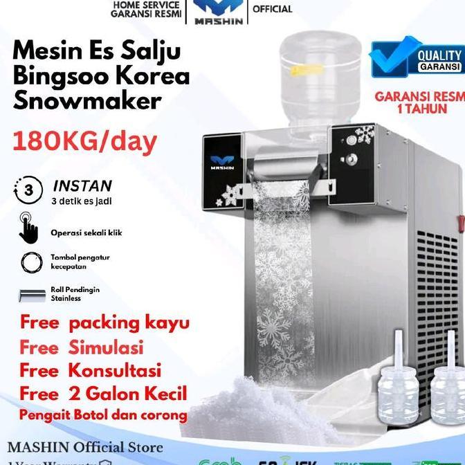 MASHIN - MESIN ES BINGSOO 360WATT 180KG/24JAM MESIN ICE CREAM, ES SALJU, ES SERUT SNOWMAKER ORIGINAL