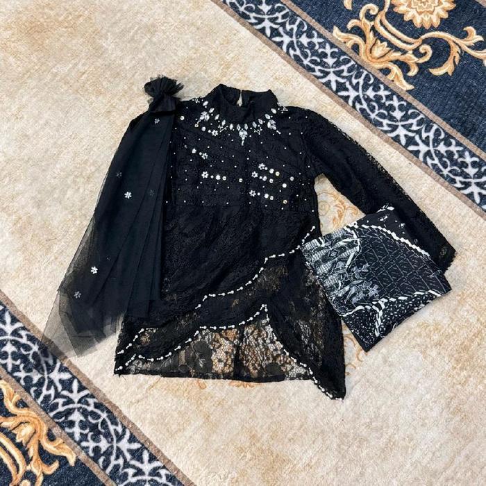 Fashion Anak Cewek / Kebaya Anak Anggun Selena Brokat Selendang Payet Modern / Kebaya Anak Cantik Im