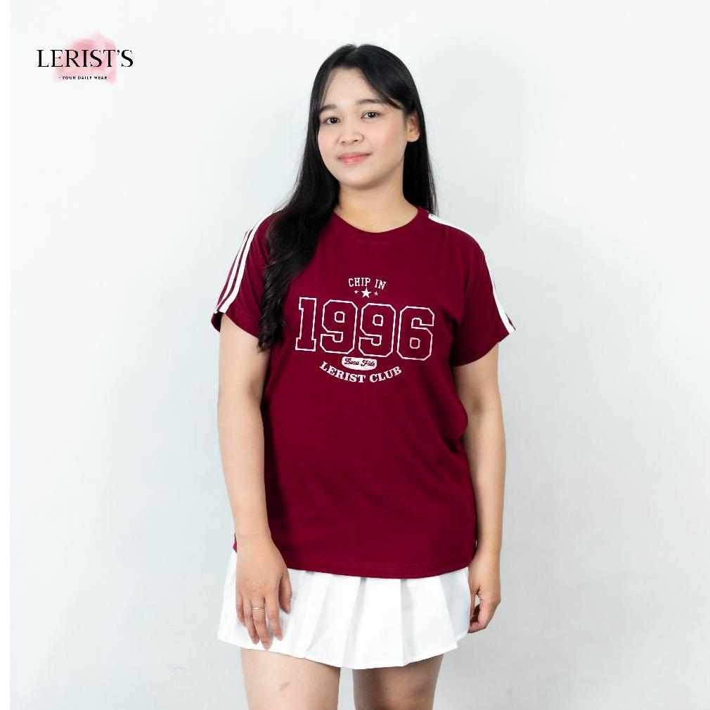 HOT SALE Oneck Lengan Stripe Chip In 1996 Lerist Club - Tshirt Round neck top tee Kaos atasan wanita