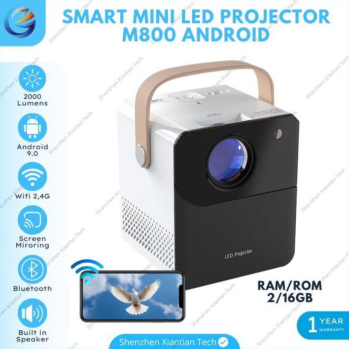 TERMURAH - Proyektor Mini LED M800 Android 9.0 Wifi 2000 Lumens | Proyektor Mini Android | Proyektor