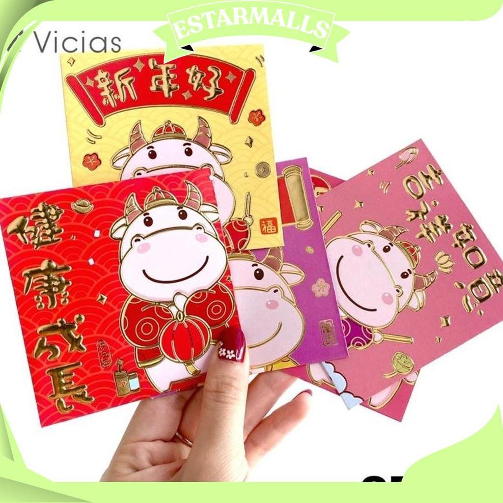 6Pcs Angpao Sapi Kerbau Lucu Imlek Sincia Tahun 2021 Hoki Angpau V Ori