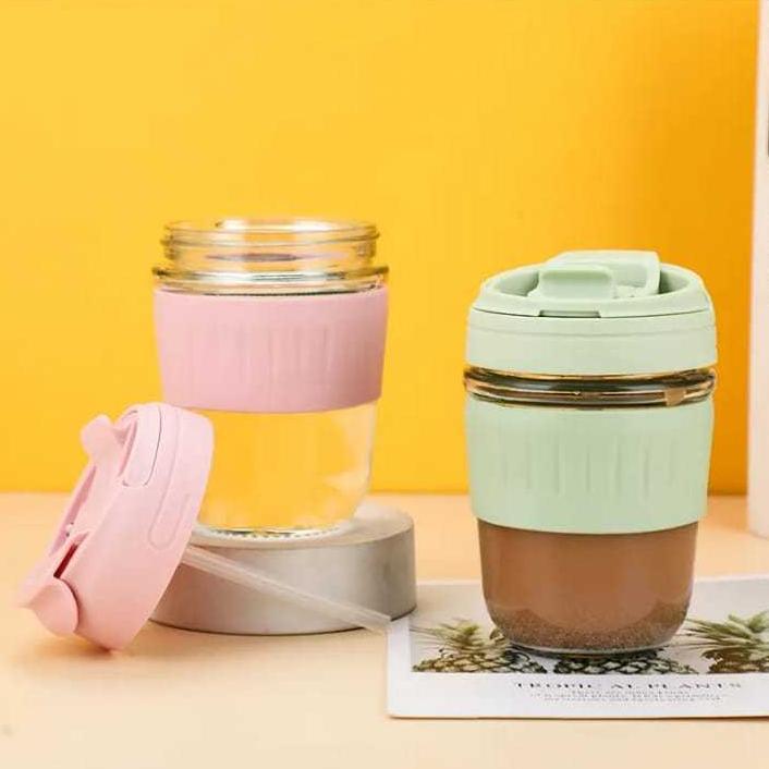 Gelas Kopi + Box Aesthetic Gelas Kopi Anti Tumpah + Sedotan Ready Stok