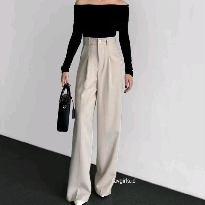 Premium Viona Pants - Loose Pants Trouser Wanita - Celana Anti Kusut - Celana Kulot Wanita Waist Pan