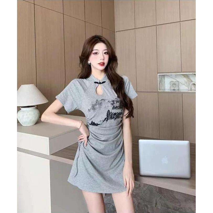 Terbaru Mini Dress Cheongsam Wanita Import | Bahan Kaos Import Premium Quality