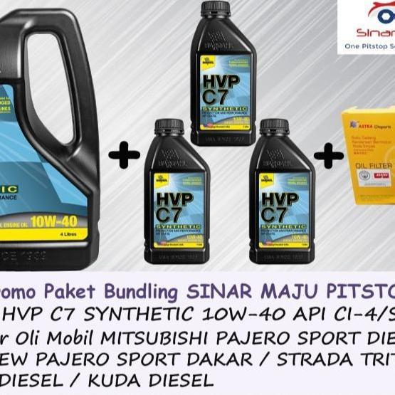 Paket Bundling Oli 7 Liter Bardahl Hvp C7 10W-40 Api Ci-4/Sl Original & Filter Mobil Mitsubishi New 