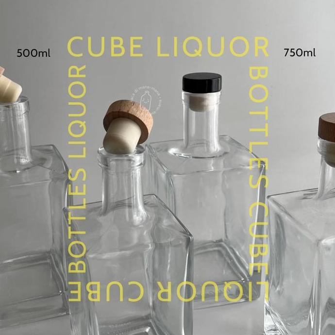 Botol kaca - The Cube Liquor Glass Bottle -  Botol Liquor